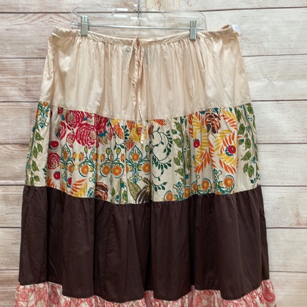 APOSTROPHE PEASANT BOHO TIERED MAXI SKIRT - Picture 2 of 7